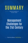 Image for Summary: Management Challenges For The 21st Century - Peter F. Drucker: The Central Management Issues of Tomorrow