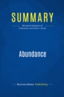 Image for Summary : Abundance - Peter H. Diamandis and Steven Kotler: The Future is Better Than You Think