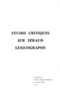 Image for Etudes critiques sur Feraud lexicographe