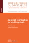 Image for Saisie Et Confiscation En Matiere Penale