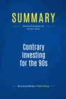 Image for Summary: Contrary Investing For The 90s - Richard E. Brand