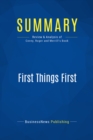 Image for Summary: First Things First - Stephen R. Covey, A. Roger and Rebecca Merrill