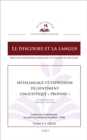 Image for Metalangage Et Expression Du Sentiment Linguistique &amp;quote;profane&amp;quote;: Le Discours Et La Langue