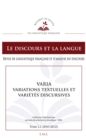 Image for Varia, Variations textuelles et varietes discursives: 2.2 - 2010 [2012]