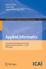Image for Applied Informatics : First International Conference, ICAI 2018, Bogota, Colombia, November 1-3, 2018, Proceedings