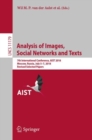 Image for Analysis of images, social networks and texts: 7th International Conference, AIST 2018, Moscow, Russia, July 5-7, 2018, Revised selected papers : 11179