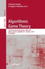Image for Algorithmic game theory: 12th International Symposium, SAGT 2019, Athens, Greece, September 30-October 3, 2019, Proceedings