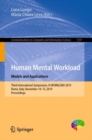 Image for Human Mental Workload: Models and Applications : Third International Symposium, H-WORKLOAD 2019, Rome, Italy, November 14–15, 2019, Proceedings