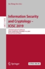 Image for Information Security and Cryptology – ICISC 2019