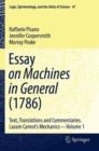 Image for Essay on machines in general (1786)  : text, translations and commentaries