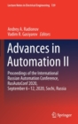 Image for Advances in Automation II : Proceedings of the International Russian Automation Conference, RusAutoConf2020, September 6-12, 2020, Sochi, Russia