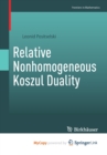 Image for Relative Nonhomogeneous Koszul Duality