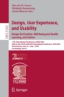 Image for Design, user experience, and usability  : design for emotion, well-being and health, learning, and culturePart II
