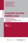 Image for Computer Security - ESORICS 2022
