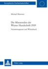 Image for Die Minnereden der Wiener Handschrift 2959 : Variantenapparat und Woerterbuch
