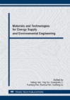 Image for Materials and Technologies for Energy Supply and Environmental Engineering