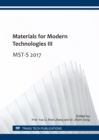 Image for Materials for Modern Technologies III