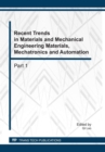 Image for Recent Trends in Materials and Mechanical Engineering Materials, Mechatronics and Automation