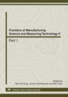 Image for Frontiers of Manufacturing Science and Measuring Technology II