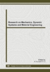 Image for Research on Mechanics, Dynamic Systems and Material Engineering