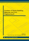Image for Frontiers of Green Building, Materials and Civil Engineering III