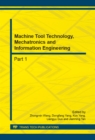 Image for Machine Tool Technology, Mechatronics and Information Engineering