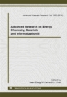 Image for Advanced Research on Energy, Chemistry, Materials and Informatization III