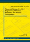 Image for Advanced Research in Civil Engineering, Materials, Machinery and Applied Technologies
