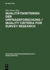 Image for Qualitatskriterien der Umfrageforschung / Quality Criteria for Survey Research: Denkschrift / Memorandum