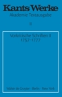 Image for Vorkritische Schriften II. 1757-1777