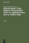 Image for Festschrift fur Ernst Steindorff zum 70. Geburtstag am 13. Marz 1990
