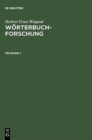Image for Herbert Ernst Wiegand: W?rterbuchforschung. Teilband 1