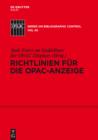 Image for Richtlinien fur die OPAC-Anzeige