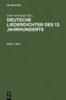 Image for Deutsche Liederdichter des 13. Jahrhunderts: I. Text und II. Kommentar
