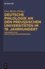 Image for Deutsche Philologie an den preussischen Universitaten im 19. Jahrhundert: Dokumente zum Institutionalisierungsprozess