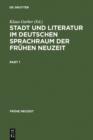 Image for Stadt und Literatur im deutschen Sprachraum der Fruhen Neuzeit : 39