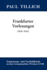 Image for Frankfurter Vorlesungen: (1930-1933)