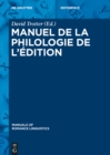 Image for Manuel de la philologie de l&#39;edition