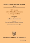 Image for Kleinere mittelhochdeutsche Lehrgedichte
