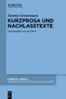 Image for Kurzprosa und Nachlasstexte