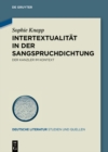 Image for Intertextualitat in der Sangspruchdichtung : Der Kanzler im Kontext
