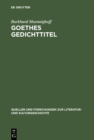 Image for Goethes Gedichttitel : 16 (250)