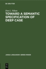 Image for Toward a Semantic Specification of Deep Case