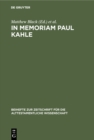Image for In Memoriam Paul Kahle