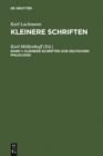 Image for Kleinere Schriften zur deutschen Philologie