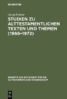 Image for Studien zu alttestamentlichen Texten und Themen (1966-1972)