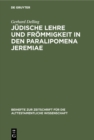 Image for Judische Lehre Und Frommigkeit in Den Paralipomena Jeremiae