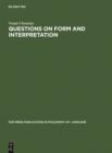 Image for Questions on Form and Interpretation