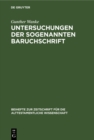Image for Untersuchungen Der Sogenannten Baruchschrift