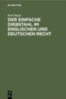 Image for Der einfache Diebstahl im englischen und deutschen Recht: Eine rechtsvergleichende Studie